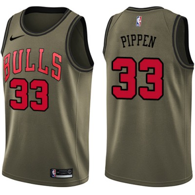 Nike Chicago Bulls #33 Scottie Pippen Green Salute to Service Youth NBA Swingman Jersey